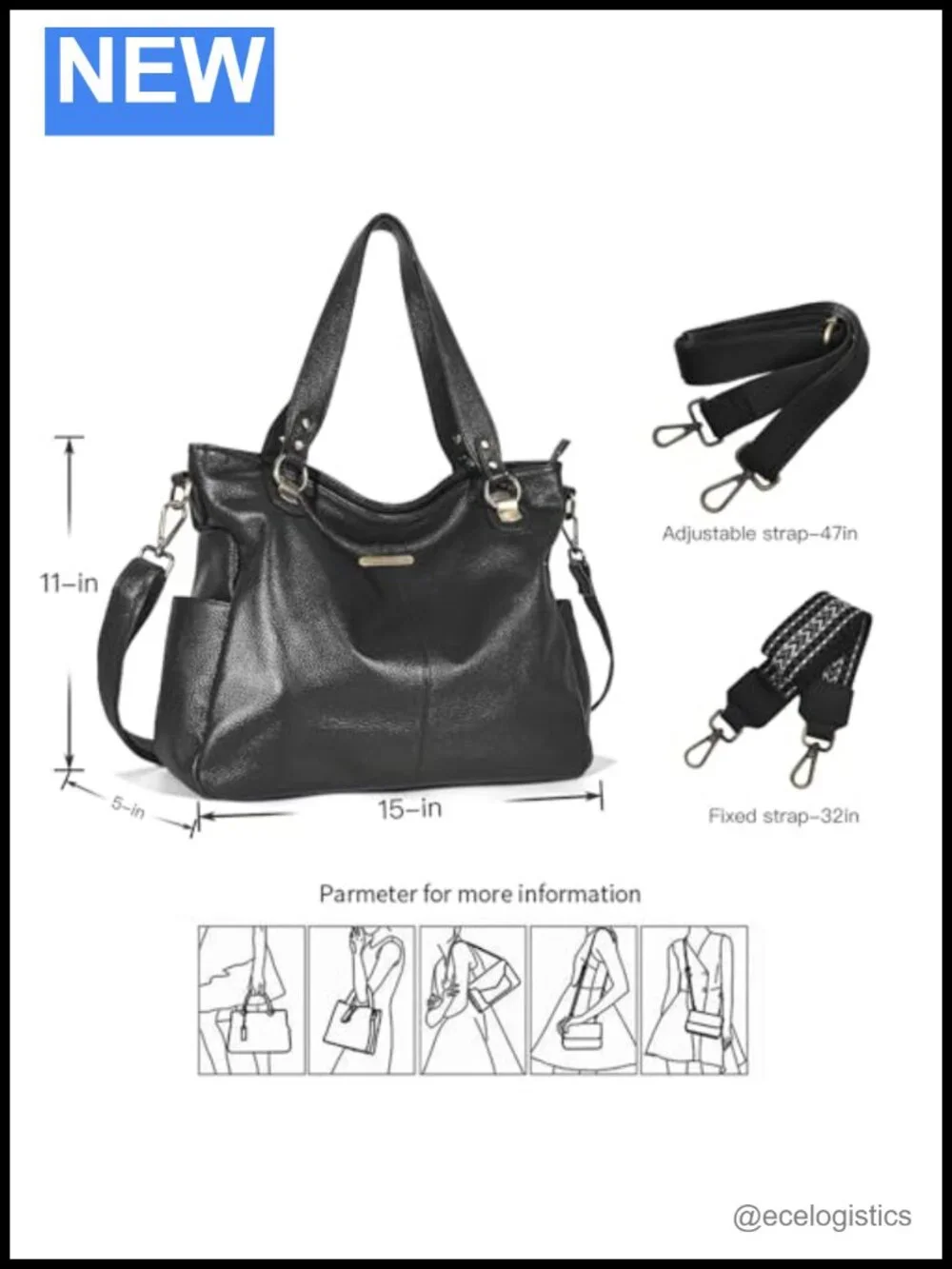 Genuine Leather Slouchy Hobo Tote Shoulder Bag Large Laptop Purse